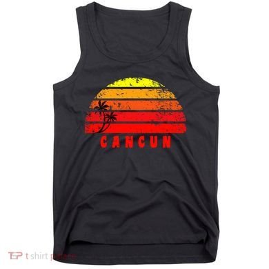 Vintage Sunset Cancun Mexico Palm Tree Tank Top