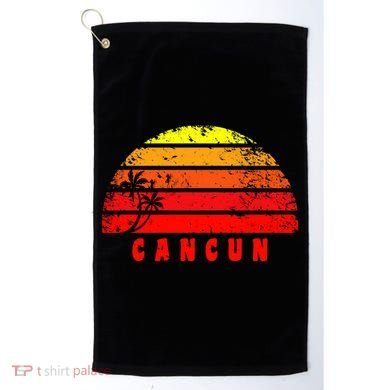 Vintage Sunset Cancun Mexico Palm Tree Golf Towel