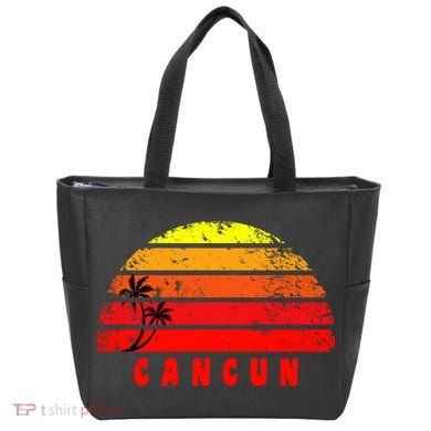 Vintage Sunset Cancun Mexico Palm Tree Tote Bag