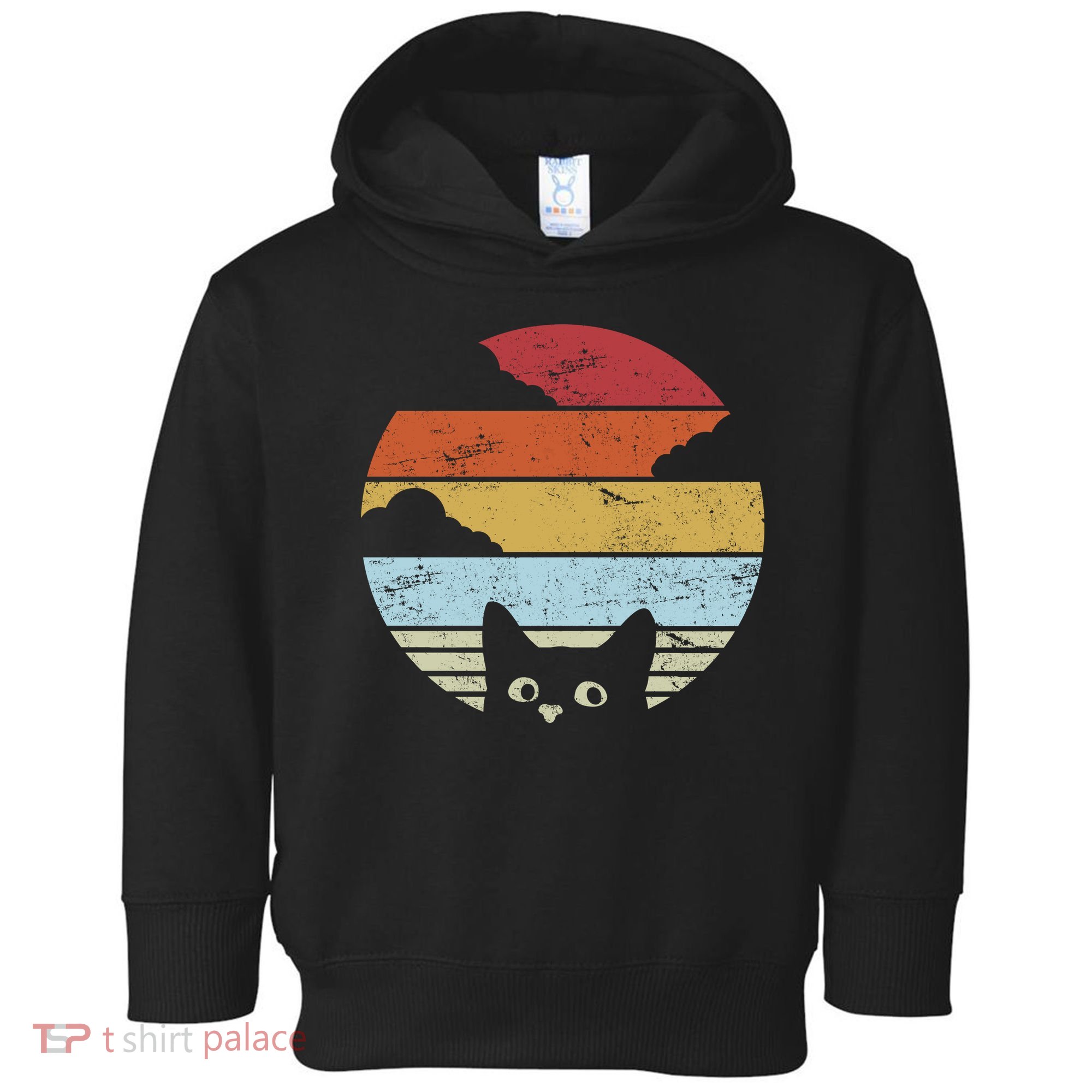 Vintage Sunset Cat Toddler Hoodie