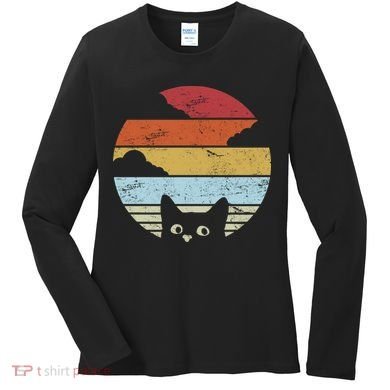 Vintage Sunset Cat Women's Long Sleeve Shirt