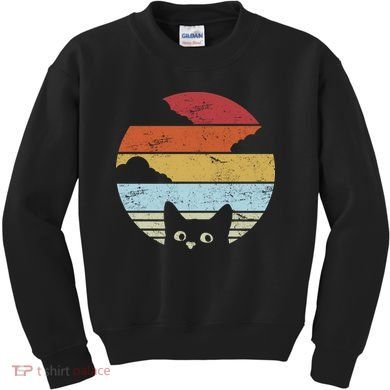 Vintage Sunset Cat Kids Sweatshirt