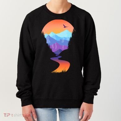 Vintage Sunset Mountain River Women's Sweatshirt