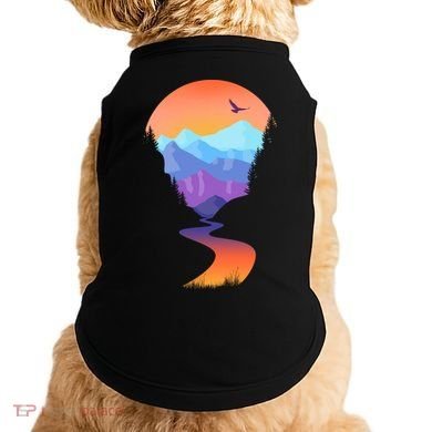 Vintage Sunset Mountain River Doggie Tank