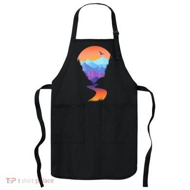 Vintage Sunset Mountain River Apron