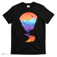 Vintage Sunset Mountain River T-Shirt thumb 0