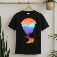 Vintage Sunset Mountain River T-Shirt thumb 2