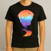 Vintage Sunset Mountain River T-Shirt thumb 3