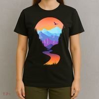 Vintage Sunset Mountain River T-Shirt thumb 4