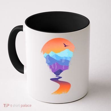 Vintage Sunset Mountain River Coffee Mug