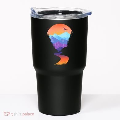 Vintage Sunset Mountain River Tumbler