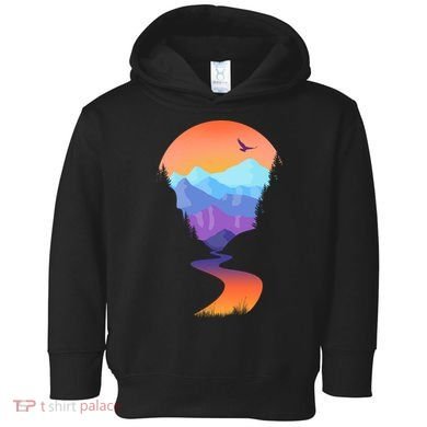 Vintage Sunset Mountain River Toddler Hoodie