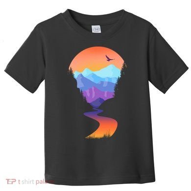 Vintage Sunset Mountain River Toddler T-Shirt