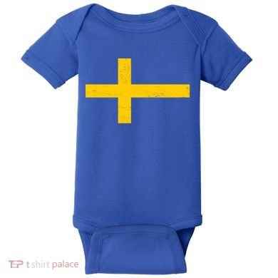 Vintage Swedish Flag Baby Bodysuit
