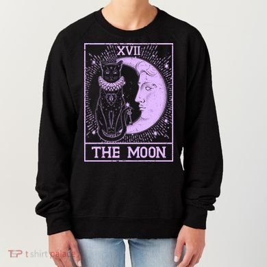 Vintage Tarot Card XVII The Moon Black Cat Women's Sweatshirt
