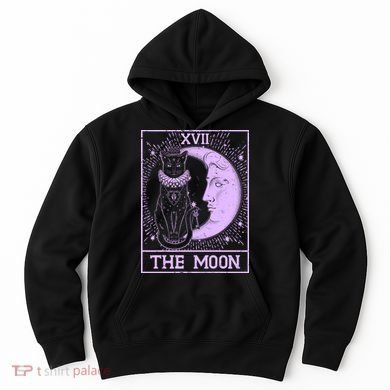 Vintage Tarot Card XVII The Moon Black Cat Hoodie