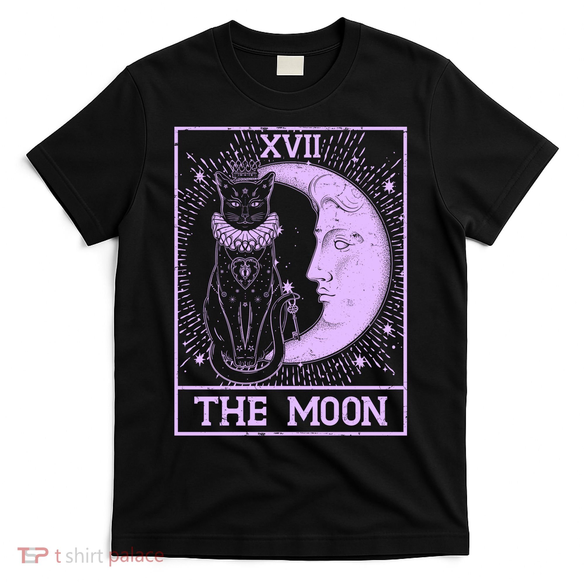 Vintage Tarot Card XVII The Moon Black Cat T-Shirt