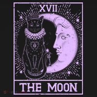 Vintage Tarot Card XVII The Moon Black Cat T-Shirt thumb 7