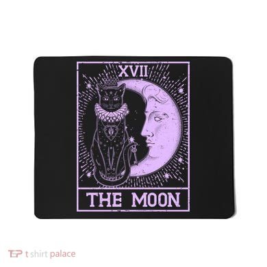 Vintage Tarot Card XVII The Moon Black Cat Mousepad