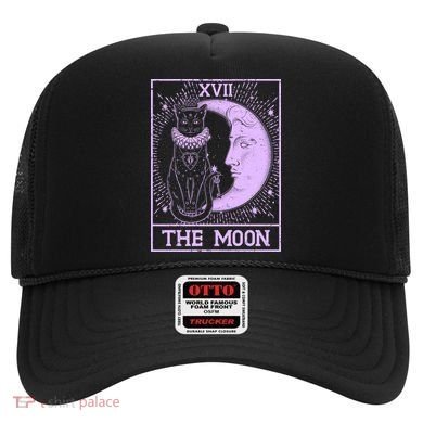 Vintage Tarot Card XVII The Moon Black Cat Hat