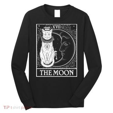 Vintage Tarot Card XVII The Moon Cat Long Sleeve Shirt