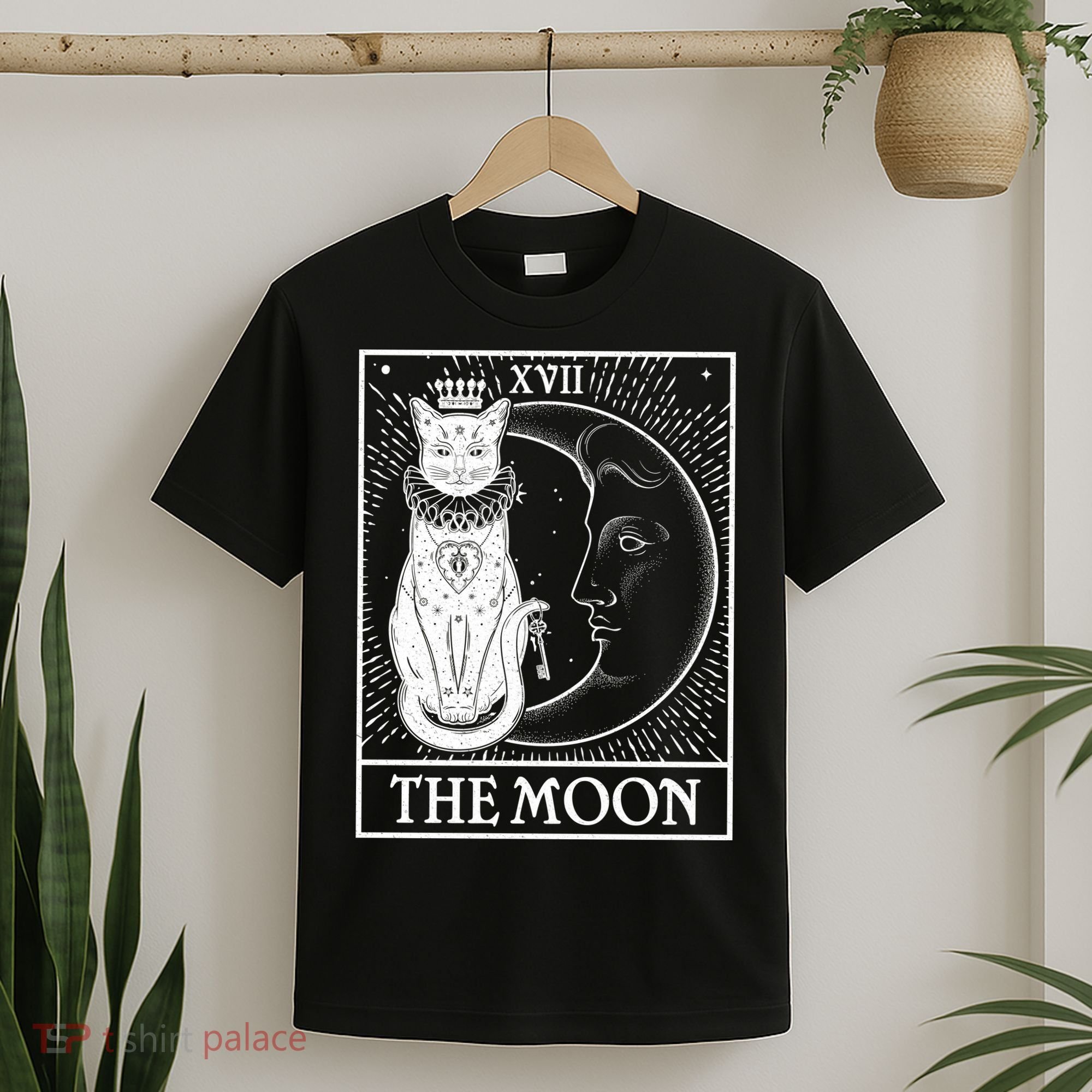 Vintage Tarot Card XVII The Moon Cat T-Shirt