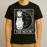 Vintage Tarot Card XVII The Moon Cat T-Shirt thumb 3