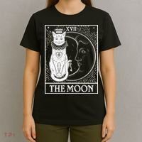Vintage Tarot Card XVII The Moon Cat T-Shirt thumb 4