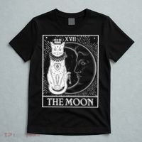 Vintage Tarot Card XVII The Moon Cat T-Shirt thumb 5