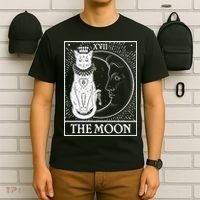 Vintage Tarot Card XVII The Moon Cat T-Shirt thumb 6