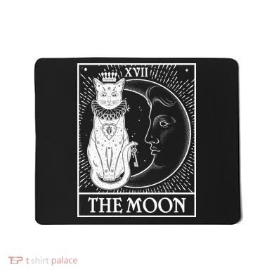 Vintage Tarot Card XVII The Moon Cat Mousepad