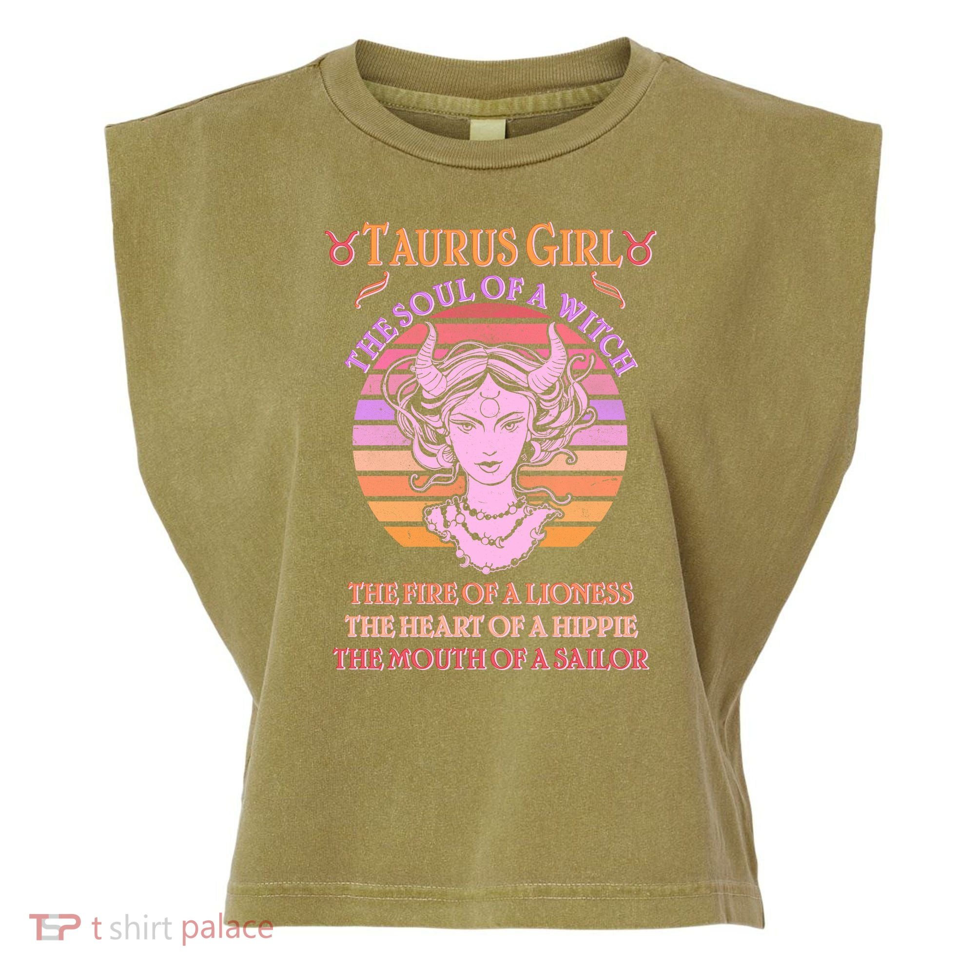 Vintage Taurus Girl Zodiac Birthday Garment-Dyed Women's Muscle Tee