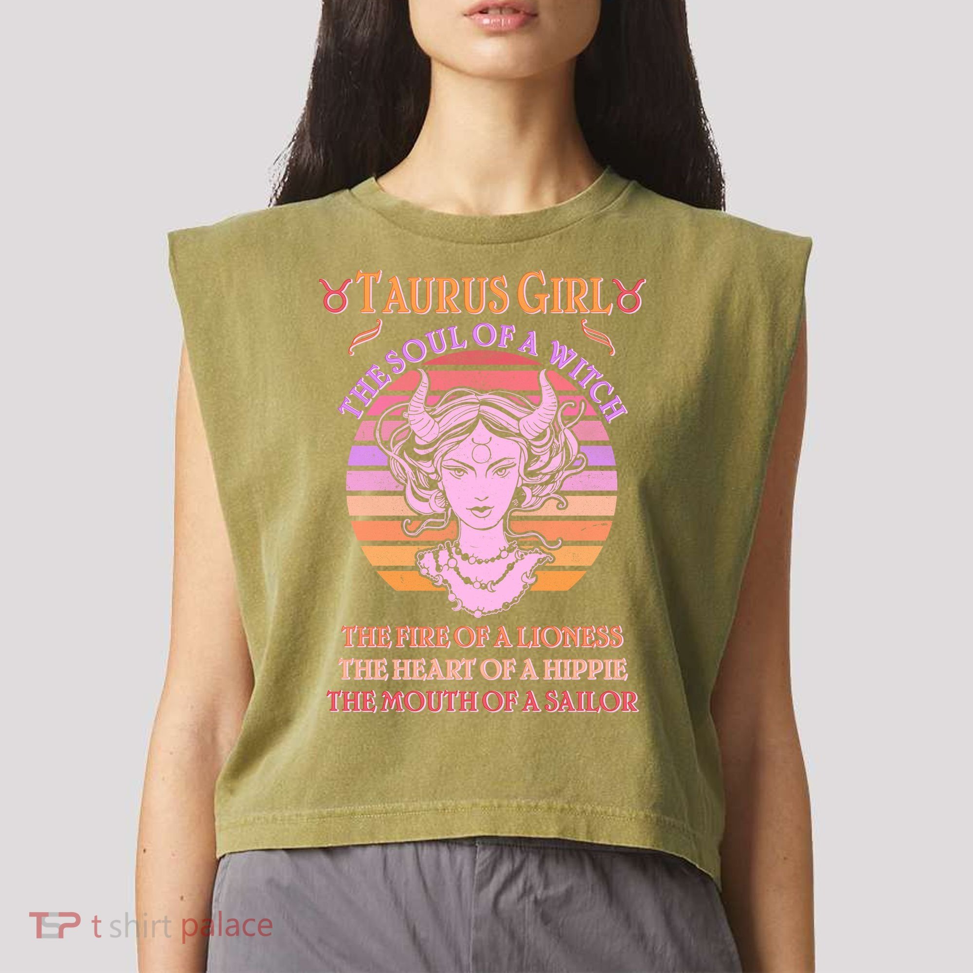 Vintage Taurus Girl Zodiac Birthday Garment-Dyed Women's Muscle Tee
