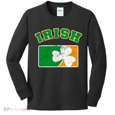 Vintage Team Irish Flag St. Patrick's Day Kids Long Sleeve Shirt