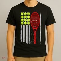 Vintage Tennis American Flag USA  T-Shirt thumb 3