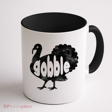 Vintage Thanksgiving Gobble Turkey Coffee Mug back
