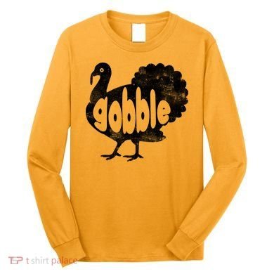 Vintage Thanksgiving Gobble Turkey Long Sleeve Shirt