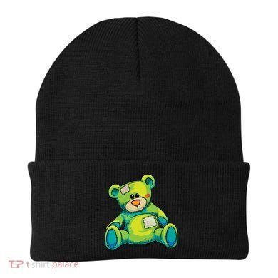 Vintage Torn Colorful Teddy Bear Beanie