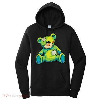 Vintage Torn Colorful Teddy Bear Women's Hoodie