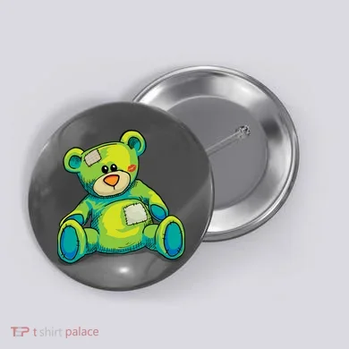 Vintage Torn Colorful Teddy Bear Button