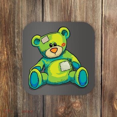 Vintage Torn Colorful Teddy Bear Coaster