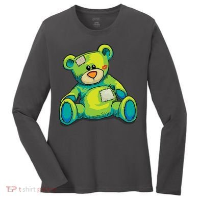 Vintage Torn Colorful Teddy Bear Women's Long Sleeve Shirt