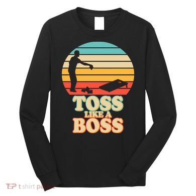 Vintage Toss Like A Boss Cornhole Long Sleeve Shirt