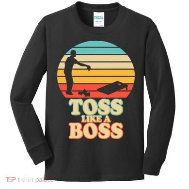 Vintage Toss Like A Boss Cornhole Kids Long Sleeve Shirt