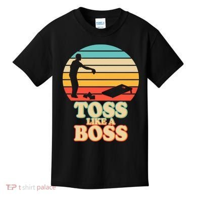 Vintage Toss Like A Boss Cornhole Kids T-Shirt