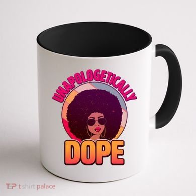 Vintage Unapologetically Dope Black Woman Afro Coffee Mug back