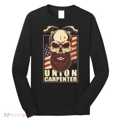 Vintage Union American Carpenter Bearded Skull Long Sleeve Shirt