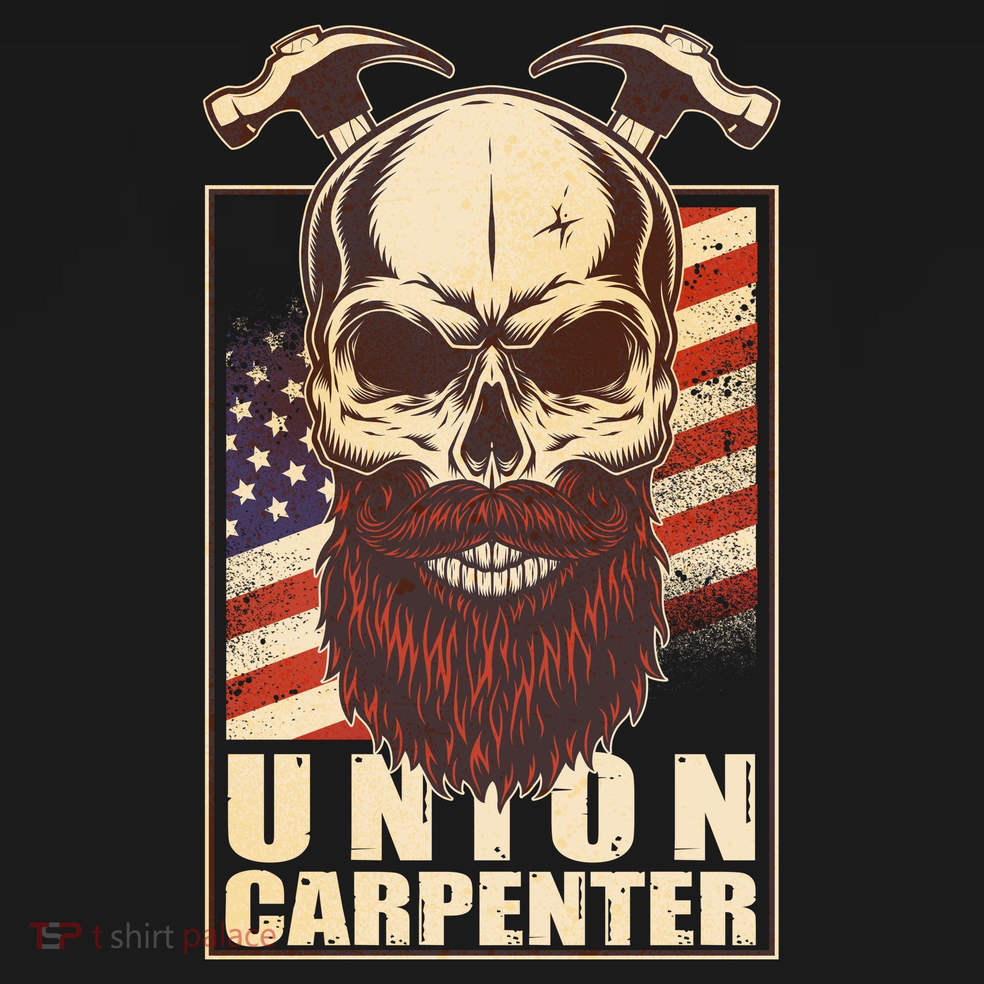 Vintage Union American Carpenter Bearded Skull T-Shirt