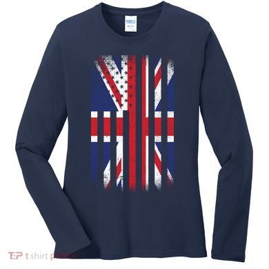 Vintage Union Jack British Flag United Kingdom  Women's Long Sleeve Shirt
