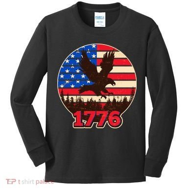 Vintage USA 1776 Emblem Kids Long Sleeve Shirt